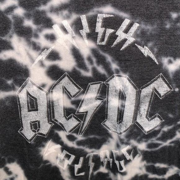 AC/DC Tie-Dye Graphic Band Tee Shirt Black & White Cotton Blend Small - Picture 3 of 6